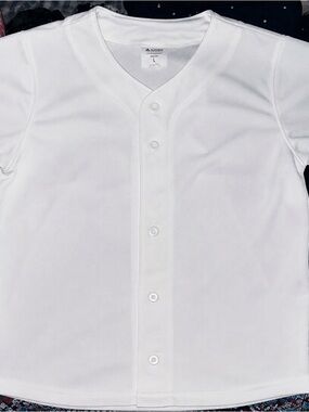 Youth Athletic Softball Or BaseBall White Button-Front Jersey Unisex-